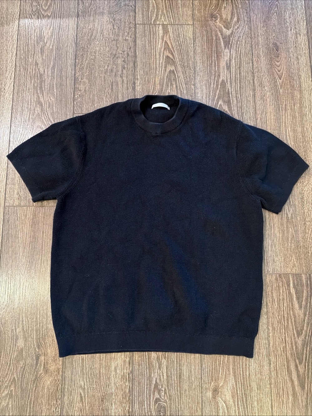 Zara Black Short-Sleeve Crewneck Sweater
